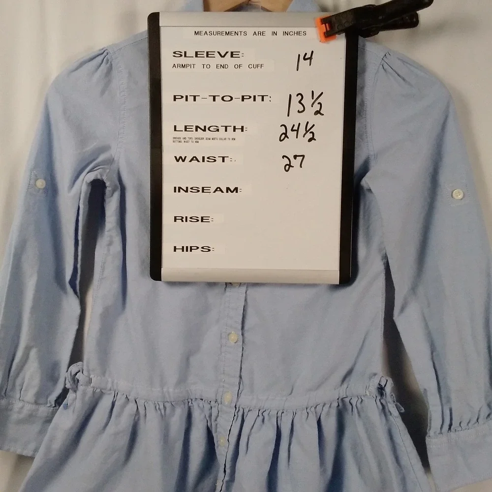 Ralph Lauren Girls Button Up Shirt Dress Drop Waist Ruffle Skirt Flesh Pony Sz 7